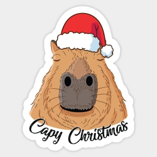 Capy or Huppy Christmas Capybara Holidays Santa Design Sticker